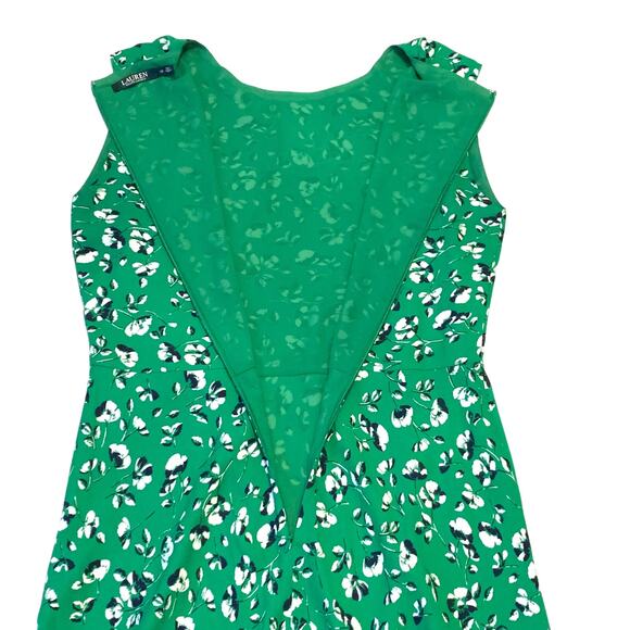 Lauren Ralph Lauren Womens Floral Georgette Dress Sz 10 Cap Sleeve *BELT MISSING - Picture 14 of 15